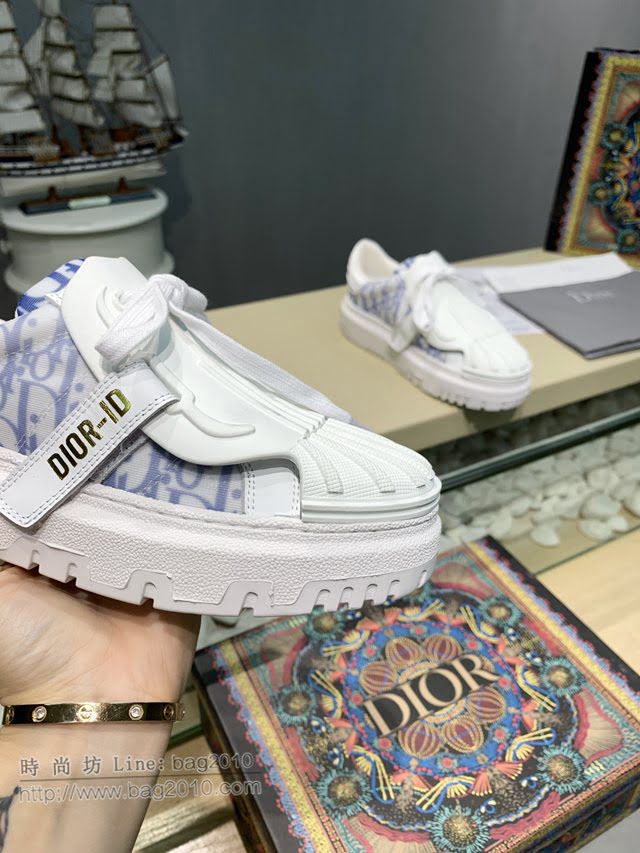 DIOR女鞋 迪奧2021專櫃新款魔術貼鞋舌運動鞋 Dior拼接增高運動鞋  naq1541